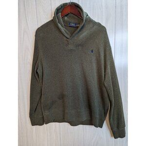 Polo Ralph Lauren Men XL Sweater Cowl Neck Collar Elbow Pads Olive Green